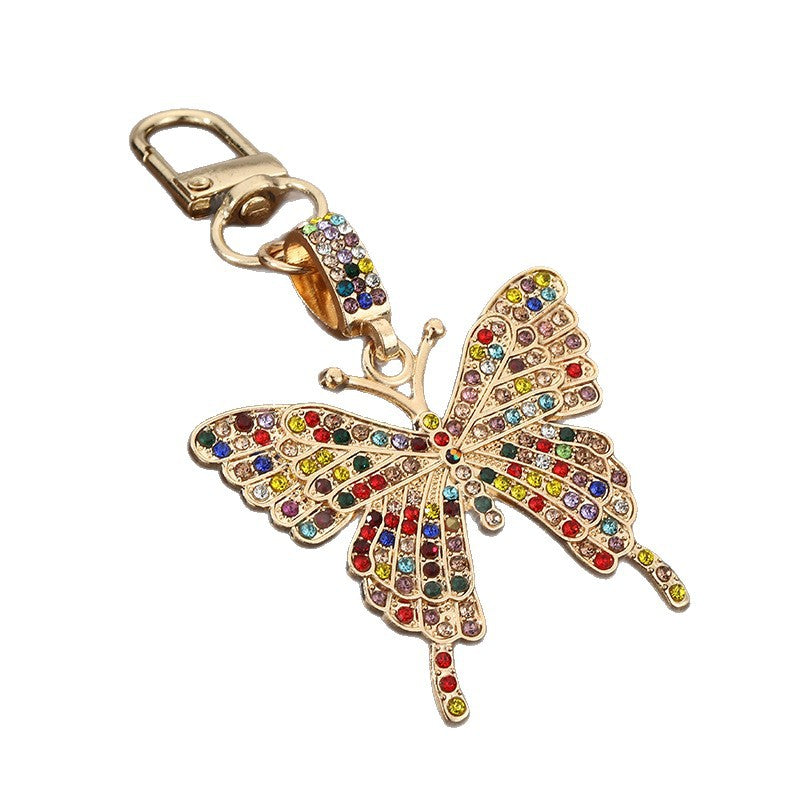 Rhinestone Butterfly Alloy Keychain Bag Charm Pendant Accessory
