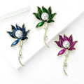 Enamel Lotus Stem Brooch With Pearl Center in Three Colors view 3
