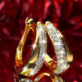 Crystal Pave Curved Huggie Hoop Earrings Polished Statement Fashion Jewelry view 1