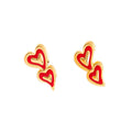 Colorful Double Heart Drop Earrings In Four Color Variants view 5