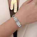 Chevron Mesh Multi-Strand Necklace Bracelet Gold Steel view 9