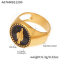 Classical Relief Enamel Rings in Pink Black and Blue view 7