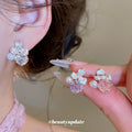 Crystal Flower Cluster Stud Earrings in Three Colors view 2