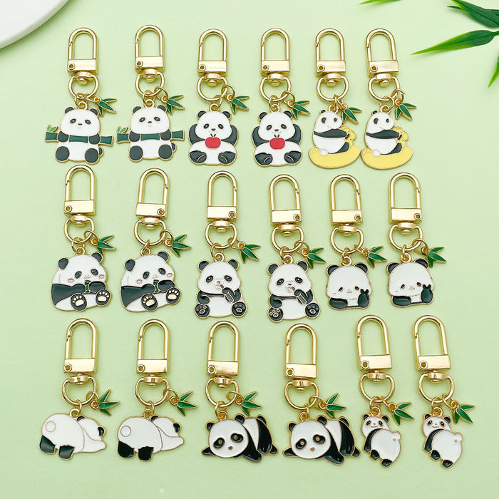 Panda Charm Keychains Featuring White Apple Across 54 Pictured Variations