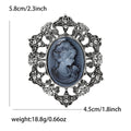 Oval Cameo Profile Brooch in Antique Gold or Silver Tone view 6