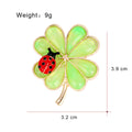Green Gold Tone Four Leaf Clover Metal Brooch Pin for Jackets and Lapels view 2