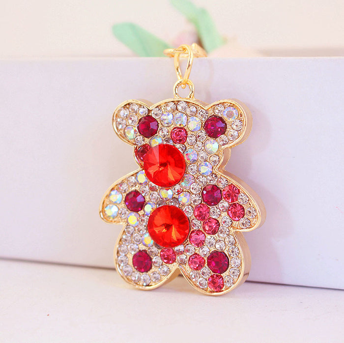 Rhinestone Bear with Tassel Keychain, Cute Animal Bag Charm Key Ring