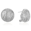 Two Tone Textured Swirl Round Stud Earrings view 5
