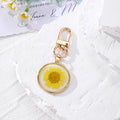 Round Pressed Daisy Resin Keychains Gold Lobster Clip 9 Colors view 9