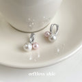 Silver Tone Cherry Shape Pearl Earrings In White And Pink White Styles view 3