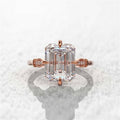 Rose Gold Tone Emerald Cut Clear Stone Solitaire Finger Ring view 4