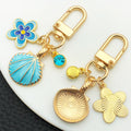 Three-Color Shell Flower and Rhinestone U Clip Keychain Collection view 4