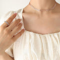 Leaf Link Choker Necklace Gold Steel Rose Tone Textured Leaves view 8