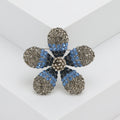 Five Petal Gray Crystal Flower Brooch in Blue or Pink view 6