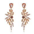 Red Gold Tone Champagne Winged Leaf Tassel Crystal Three Designs Metal Dangle Earrings view 1