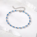 Silver Tone Natural Stone Chip and Evil Eye Bead Bracelets in Four Designs view 5