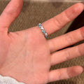 Silver Open Heart Blue Stone Ring Flower Open Band view 2