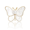 Shell Effect Butterfly Brooch With Pearl Center in Five Colors view 4