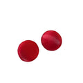 Red Fabric Covered Round Stud Earrings with Soft Sheen view 5