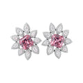 Pink Crystal Statement Earrings in Floral and Rectangle Styles view 5