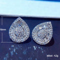 Layered Teardrop Outline Pavé Stud Earrings in Silver Tone view 5