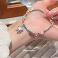 Silver Box Chain Bracelet Moonstone Lock Fu Disc Charm view 4