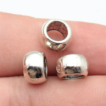 Blackened Silver Tone Smooth Large Hole Metal Bead
