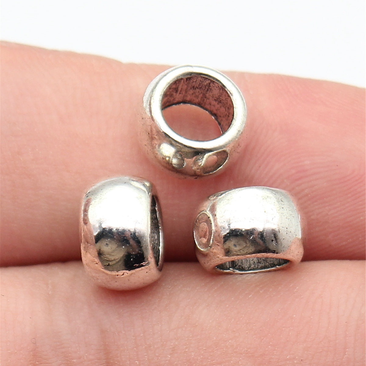 10x10x6mm 1.4g Platinum Tone Zinc Alloy Smooth Large Hole Spacer Beads for Vintage Bracelet Making