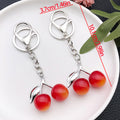 Red Yellow Gradient Resin Cherry Metal Clasp Keychain Set view 4