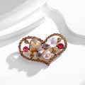 Heart Crystal Pearl Look Metal Brooch Pin for Jackets and Lapels view 4
