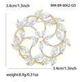 Hollow Flower Wreath Zircon Brooch Gold and Silver view 4