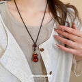 Wood Gourd And Heart Pendant Cord Necklace Pendant Jewelry view 3