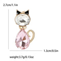 Gold Tone Rhinestone Cat Brooch Clear Head Pink Or Navy Body view 6