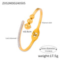 Gold Titanium Steel Bangle Bracelets Chain Link Bead Pave Styles view 6