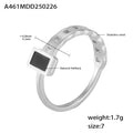 Stainless Steel Square Black Fritillary Open Rings Gold Steel view 7