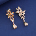 Silver Tone Leaf Crystal Five Designs Metal Dangle Earrings view 3