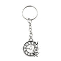 Silver Tone Rabbit Clock Split Ring Keychain and Attached Hardware view 5