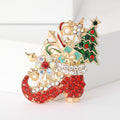 Red Christmas Stocking Brooch Tree Gift Candy Rhinestone Pin view 6