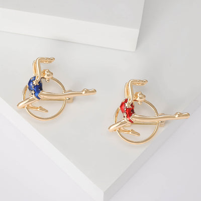 Gold Tone Rhythmic Gymnast Brooch front group view