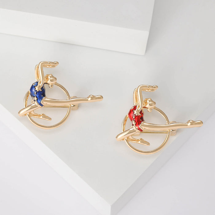 Gold Tone Rhythmic Gymnast Brooch for Jackets Scarves and Lapels