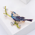 Long Tail Enamel Bird Brooch on Green Crystal Branch in Two Colors view 4