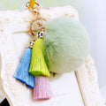 Triple Silk Tassel Keychains in Gradient and Faux Fur Pom Configurations view 3