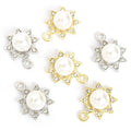 Pearl Center Crystal Sunflower Charms in Gold and Silver Tones view 5