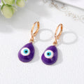 Gold Tone Colorful Teardrop Evil Eye Huggie Drop Earrings view 8