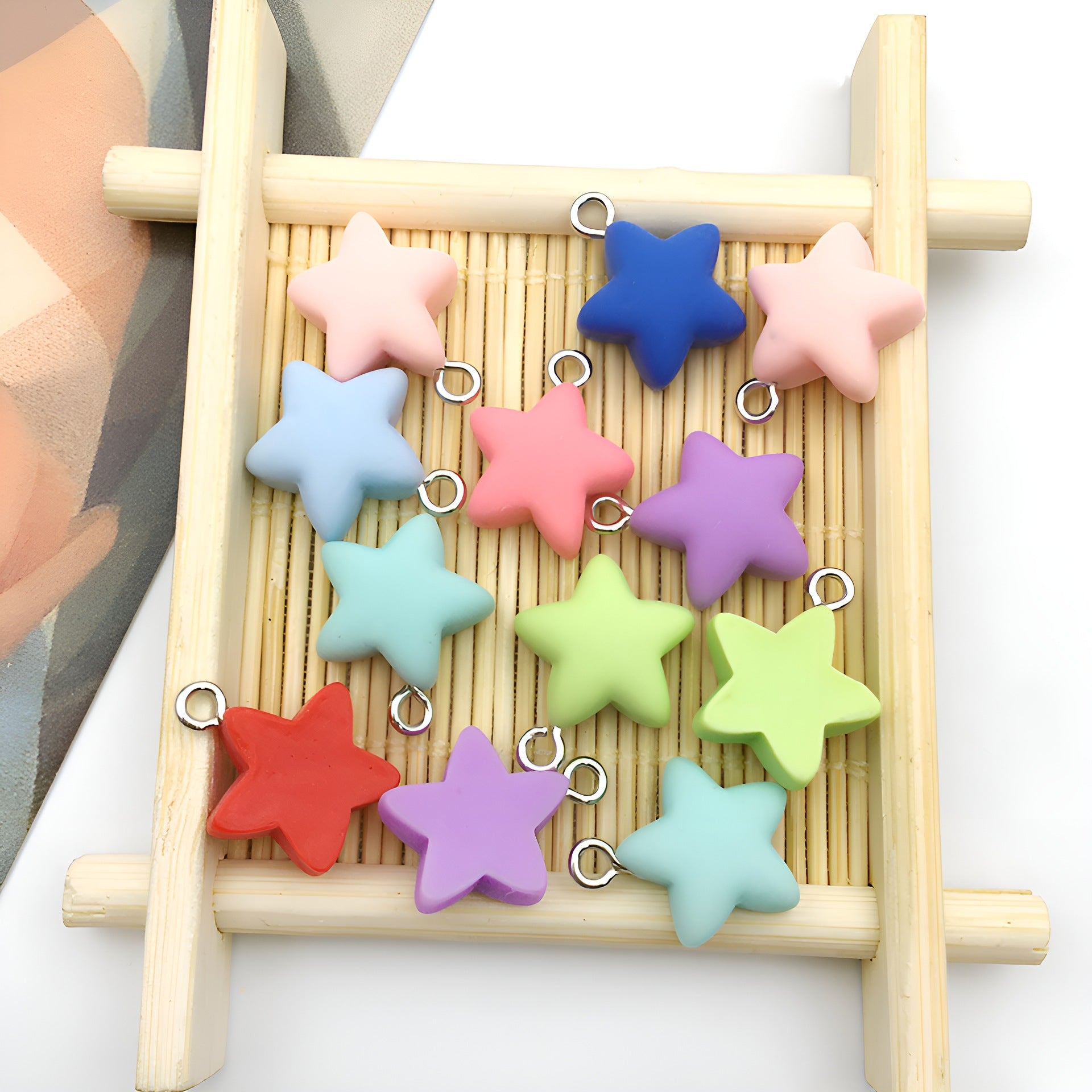 Candy Color Resin Star Charm Pendant for DIY Keychain Jewelry Accessories