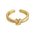 Gold Tone Clear Stone Bow Adjustable Open Ring For Women view 5