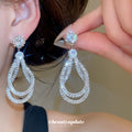 Crystal Double Teardrop Dangle Stud Earrings Fashion Jewelry view 1