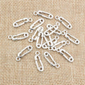 Safety Pin Shaped Charms in Two Sizes and Silver Tone Metal view 2