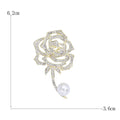 Openwork Crystal Rose Brooch With Pearl-Like Stem Drop view 5