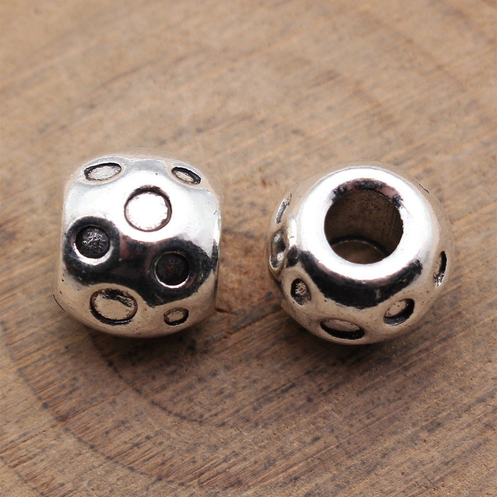 12x12x10mm 3.8g Antique Silver Zinc Alloy Concave Dot Large Hole Spacer Beads for Bracelet Jewelry Making